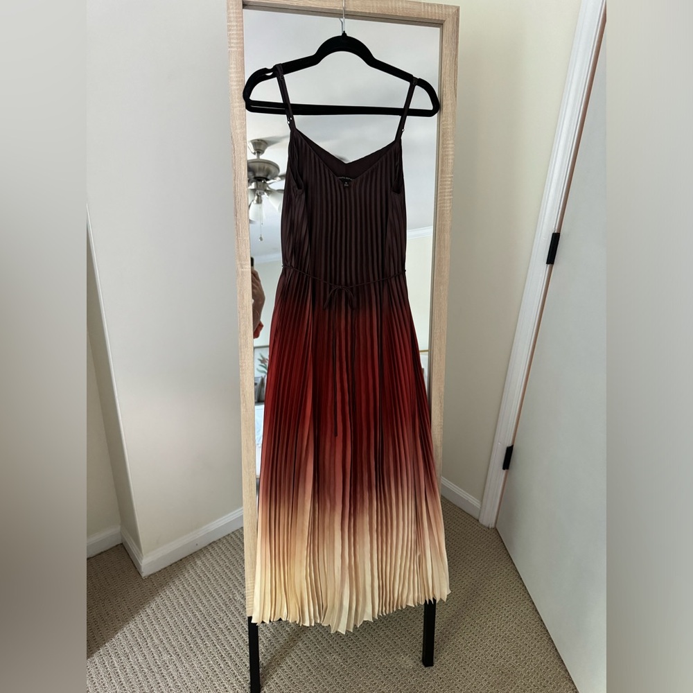 Banana Republic Ombre Brown to Cream Pleated Maxi Dress